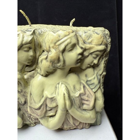 2001 Vintage eDeco Studios Decorative 3-Wick 3D Carved 5 Angels Candle - C103A - Picture 4 of 9